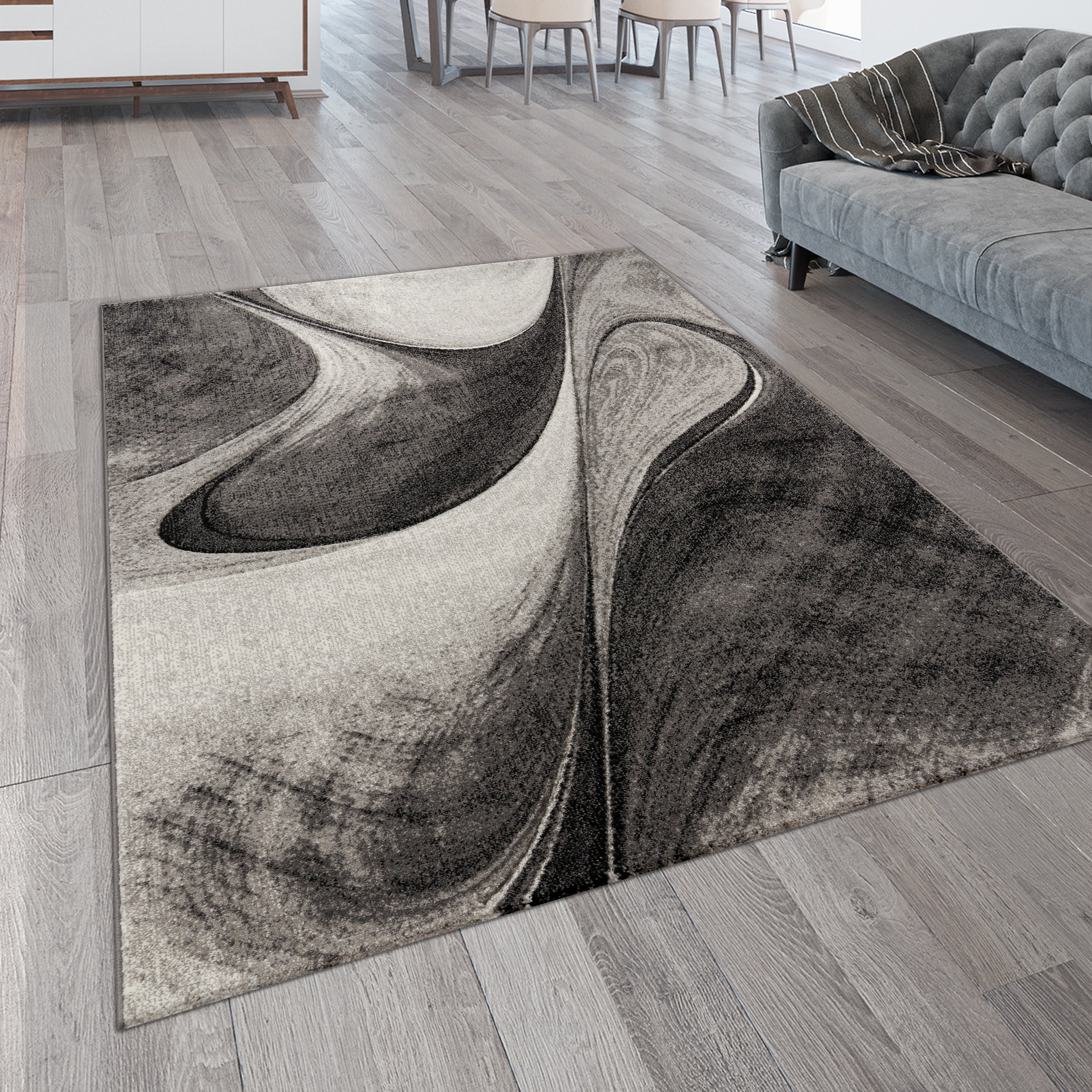 Modern Abstract Area Rug - Gray | Living Room Essential