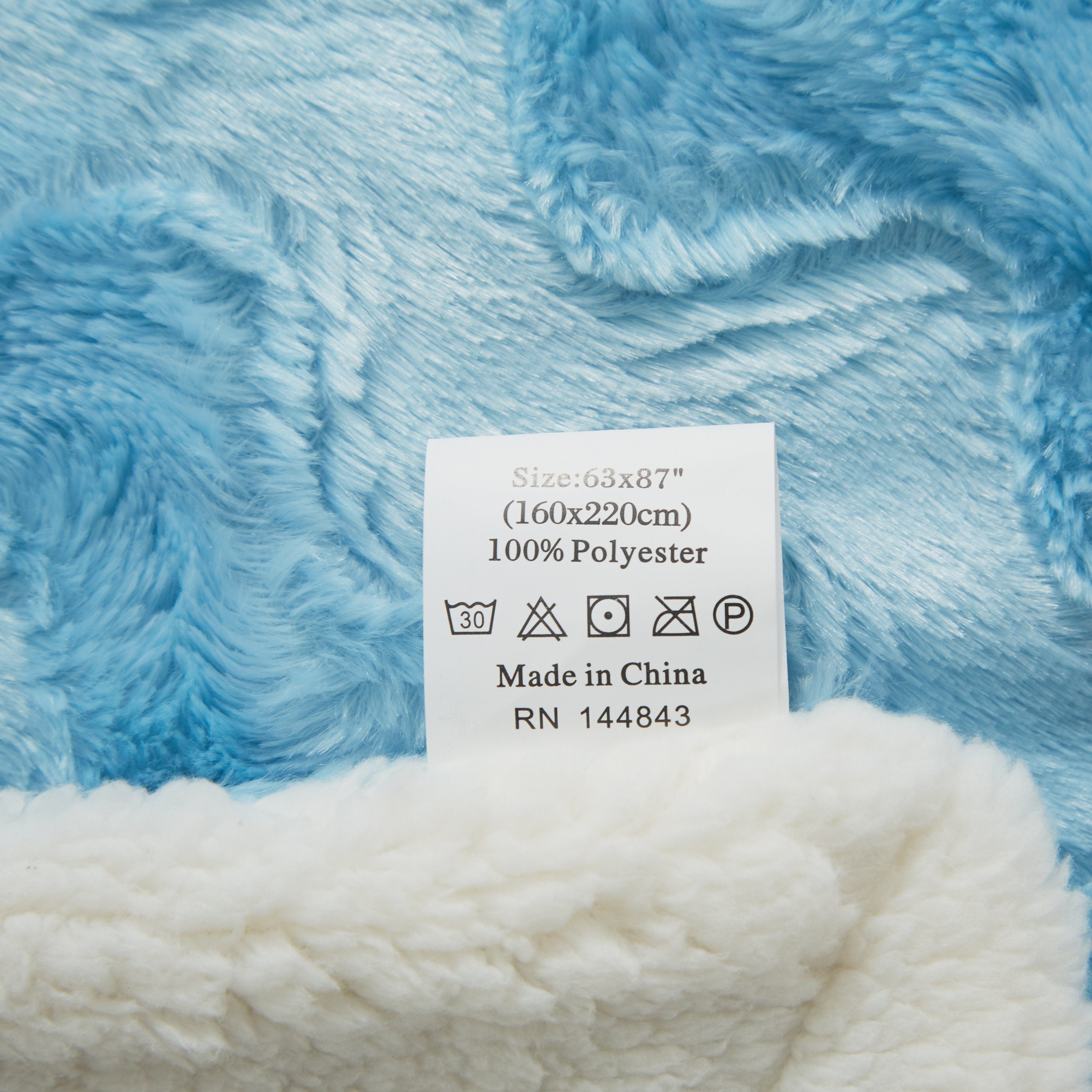 Sky Blue Faux Fur Sherpa Throw Blanket - Soft & Cozy Couch Blanket
