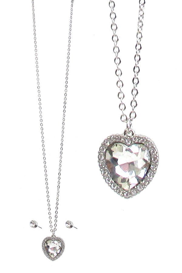Crystal Heart Necklace & Earring Set - Valentine Editionn/aShineCraft