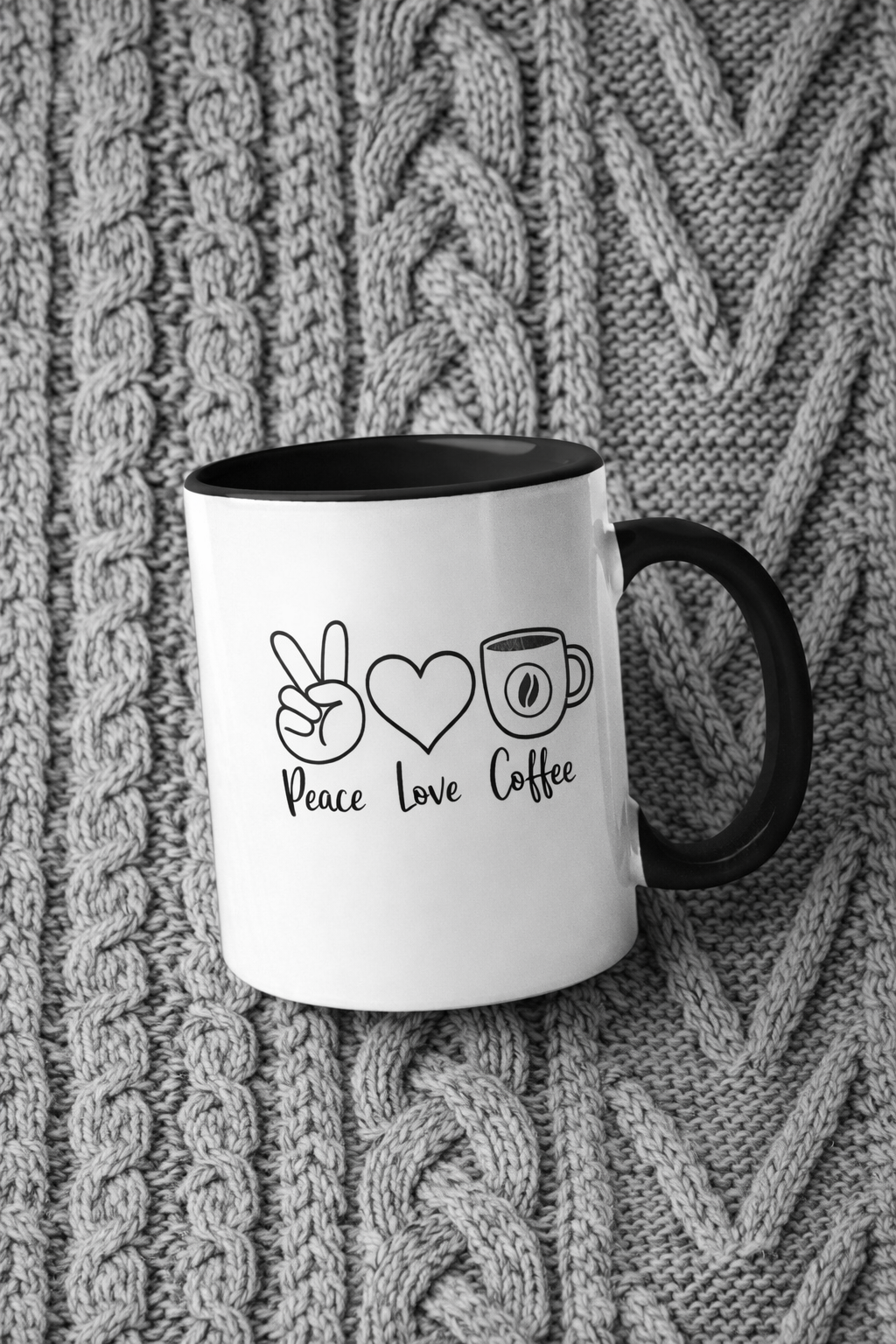 Peace, Love & Coffee Mug - Cozy Ceramic Coffee Mug